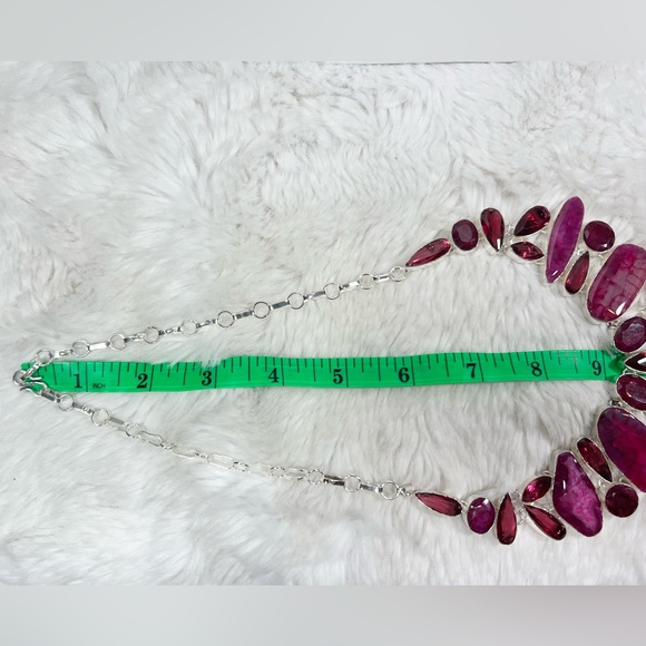 Pink Solar Agate 925 Large Gemstone Necklace - Picture 4 of 5